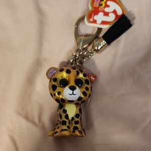 Ty Beanie Boos Gold and Black Leopard Keychain Sterling